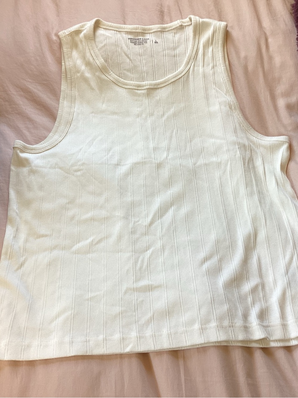 Abercrombie & Fitch Cream Ribbed Scoop Neck Tank
